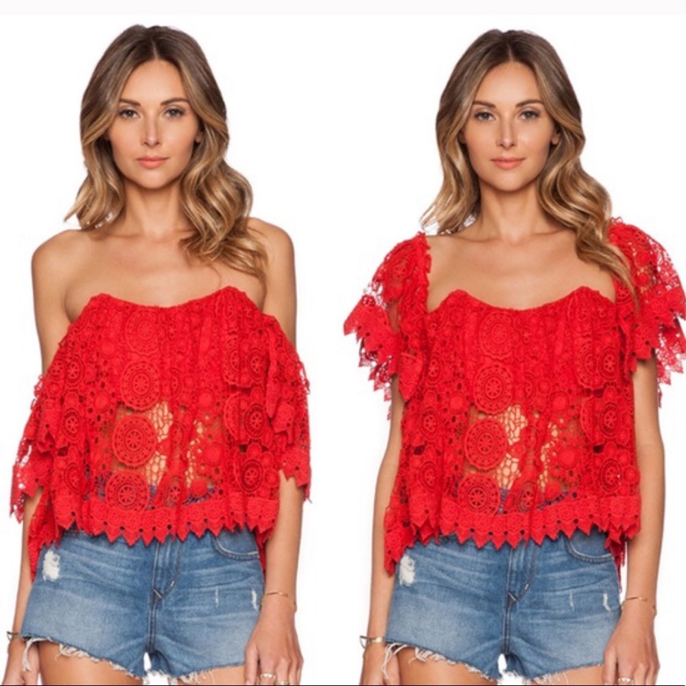 Tularosa Amelia Orange Lace Top Sz M View 3